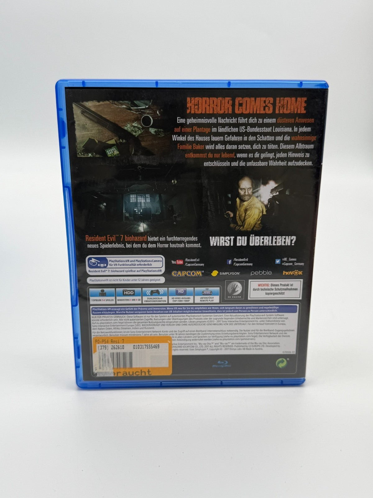 Resident Evil VII Biohazard Sony Playstation 4 Très bon état CIB OVP