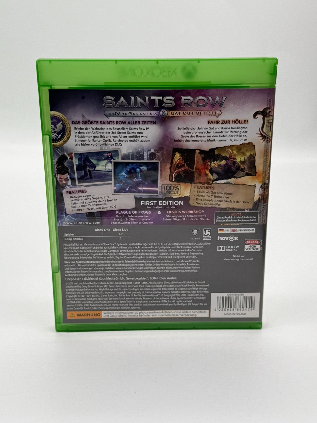 Saints Row IV & Gat Out Of Hell Microsoft XBox One État quasi neuf CIB OVP