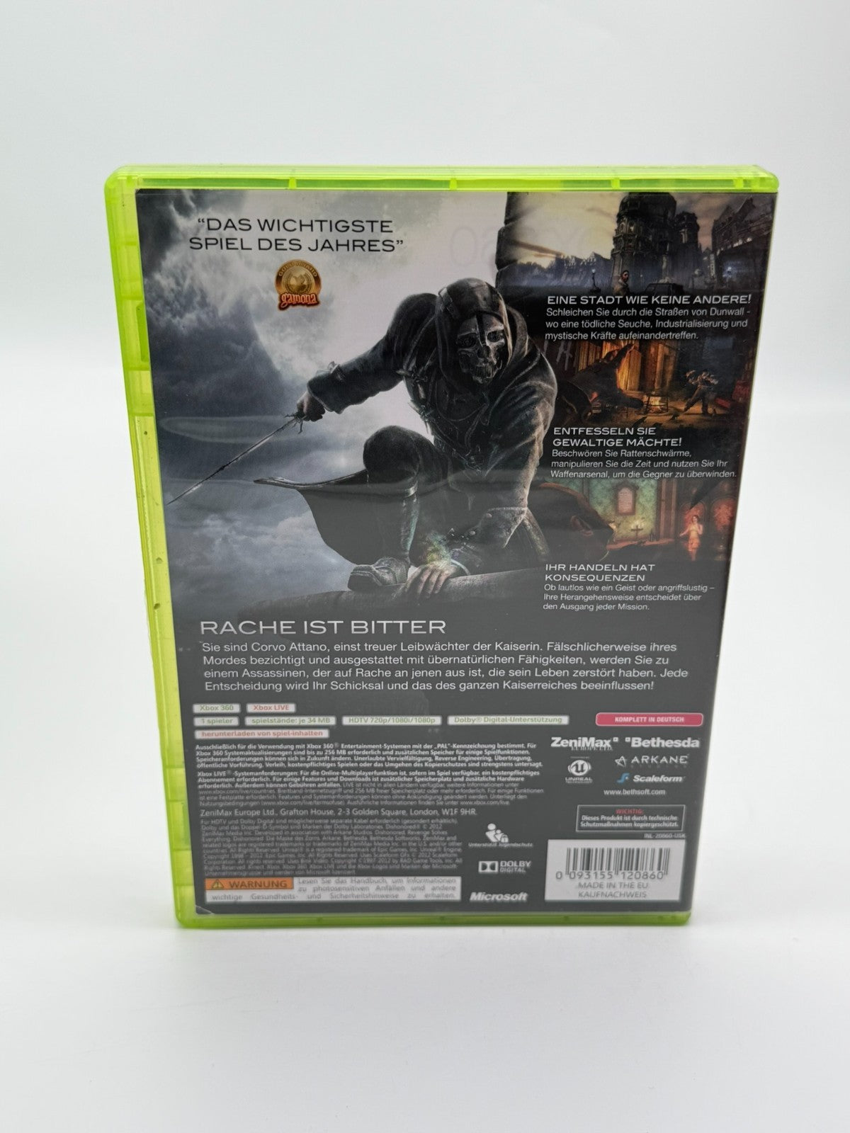 Dishonored Édition Jeu de l'année Microsoft Xbox 360 Très bon état CIB