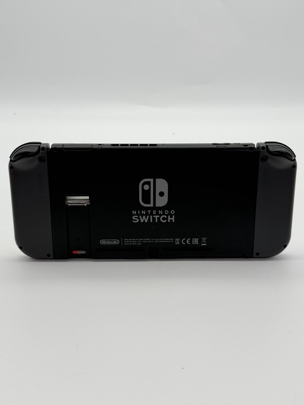 Nintendo Switch V2 Konsole Grau guter Zustand mit Originalverpackung hintere Halterung fehlt