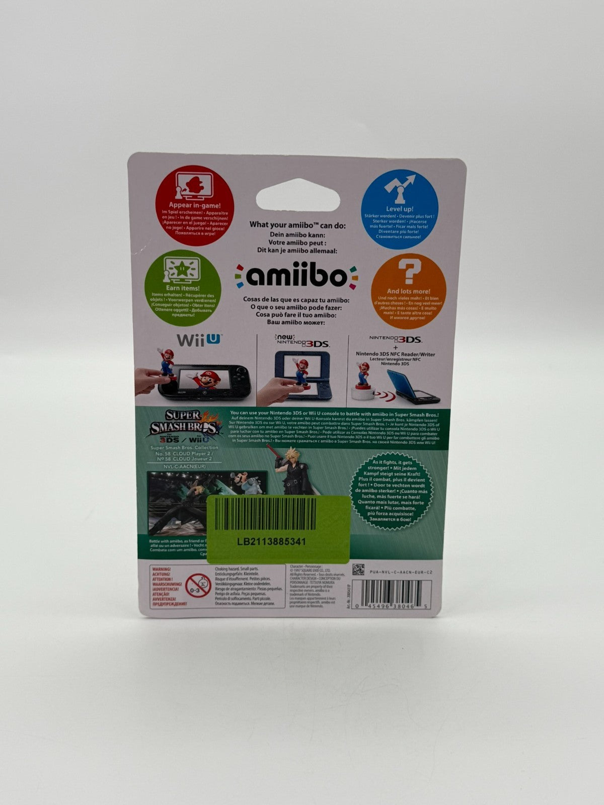 Super Smash Bros. Cloud Nº 58 Joueur 2 Amiibo Scellé en usine Neuf & Inutilisé