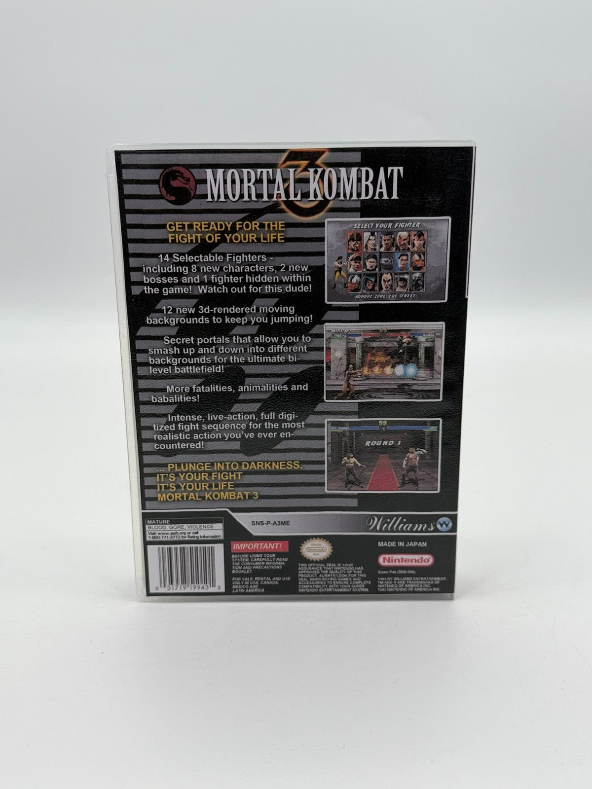 Mortal Kombat 3 Super Nintendo SNES NTSC-U/C Manual and Cartridge