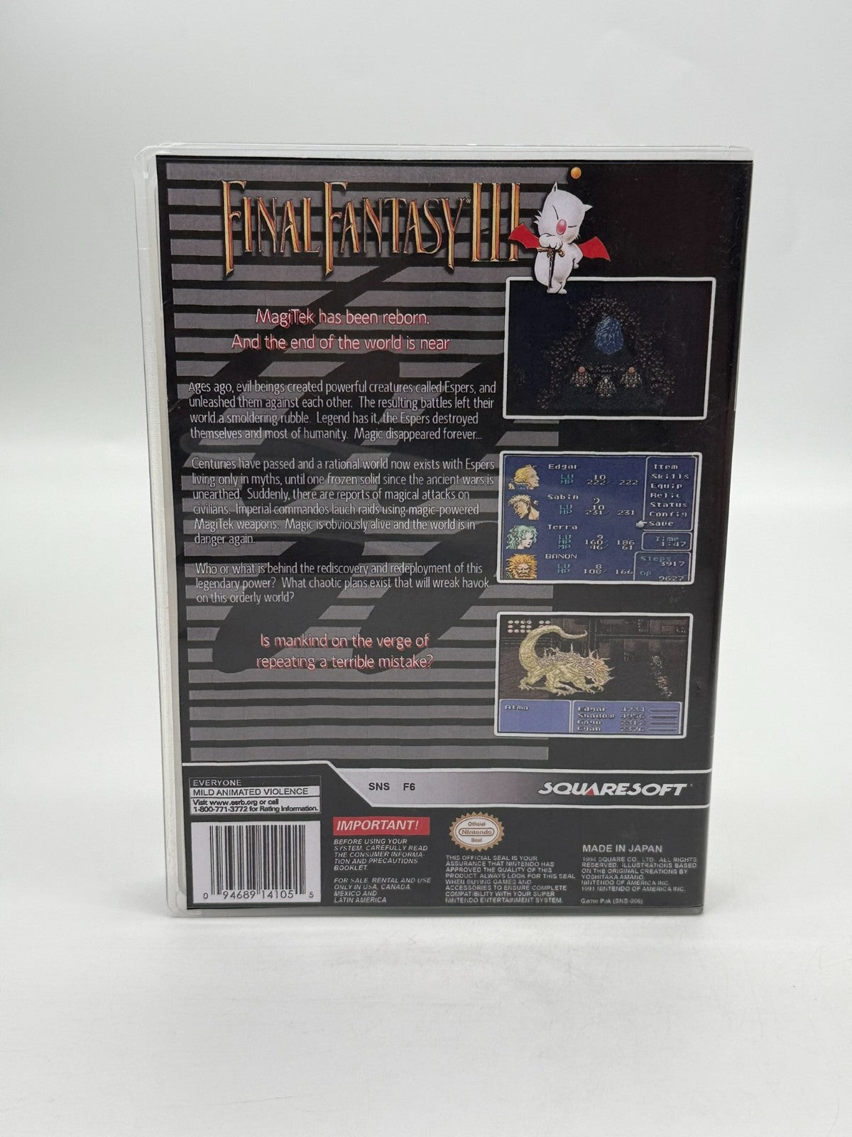 Final Fantasy III Super Nintendo SNES NTSC-U/C Good Condition Cartridge + Manual