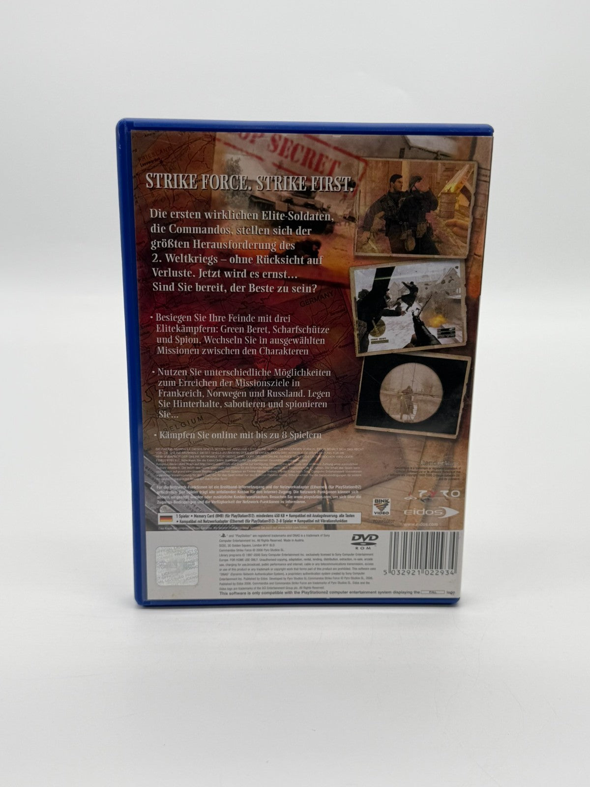Commandos Strike Force Sony Playstation 2 bon état CIB OVP