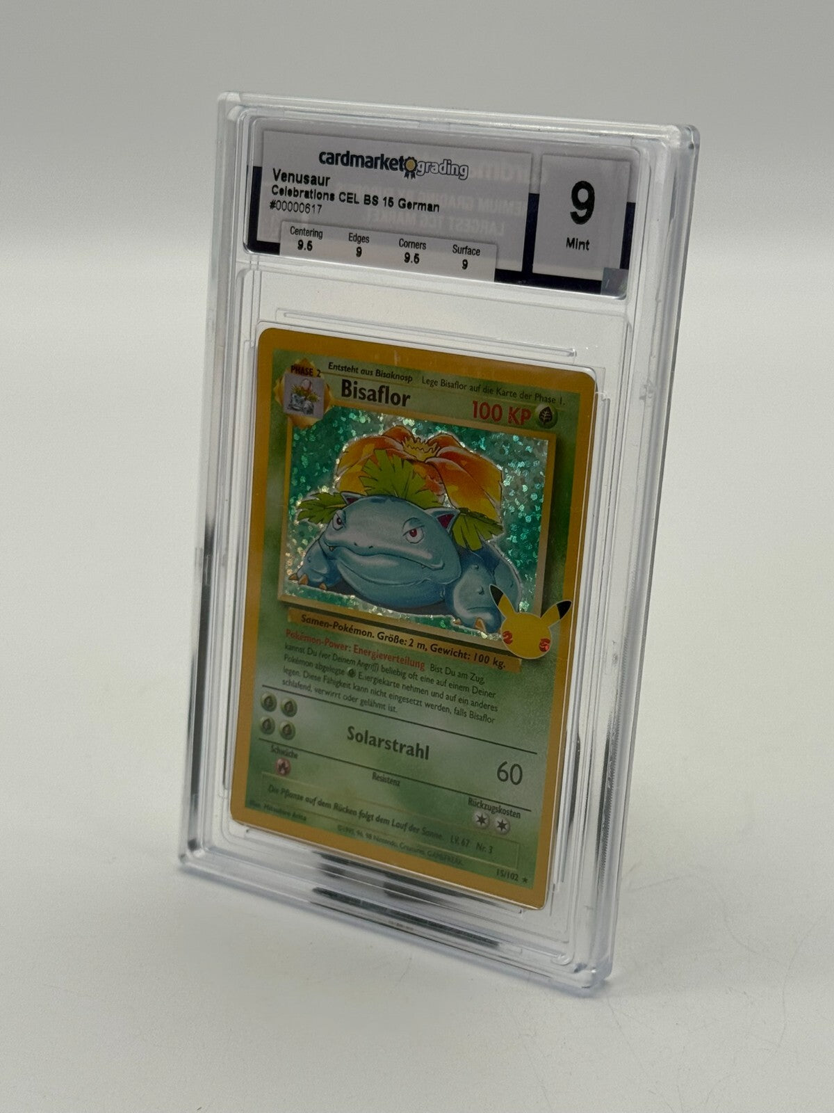 Pokemon Venusaur Bisaflor 15/102 Holo Base Set DE cardmarket grading 9 Mint