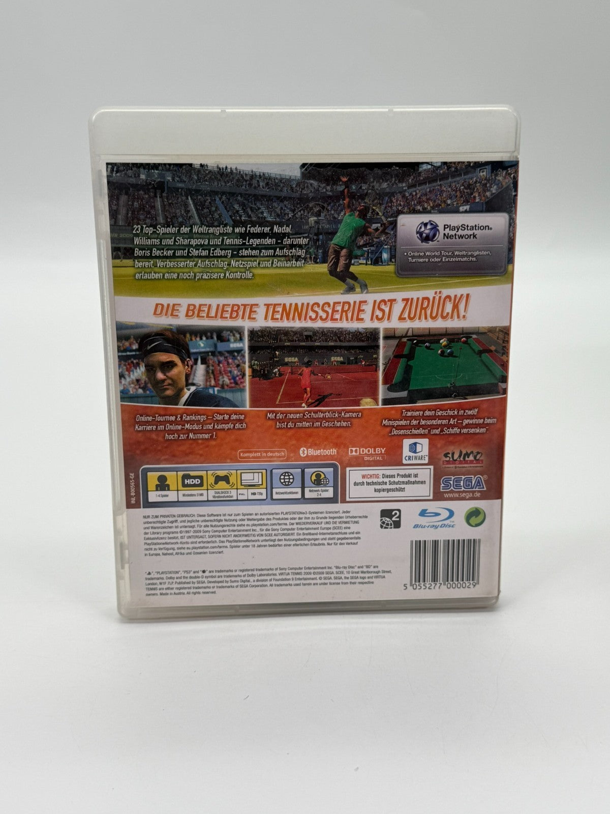 Virtua Tennis 2009 Sony Playstation 3 guter Zustand CIB OVP