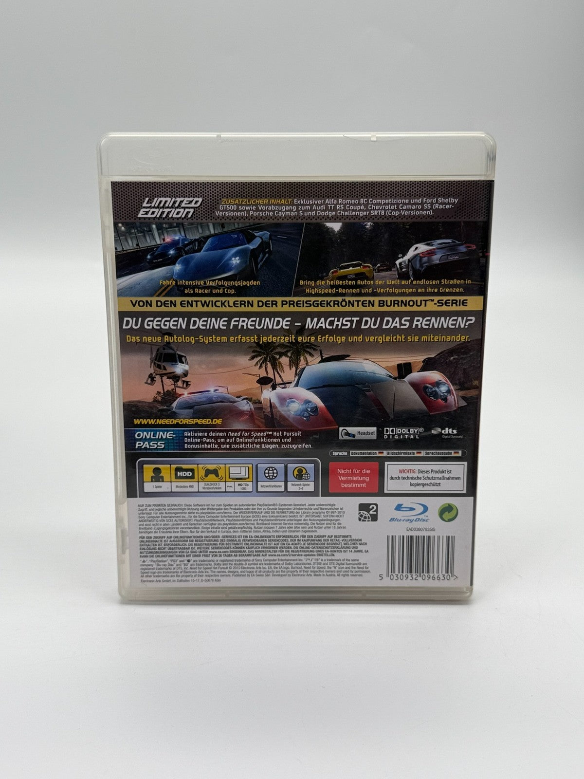 Need For Speed Hot Pursuit Limited Edition Sony Playstation 3 gut CIB OVP