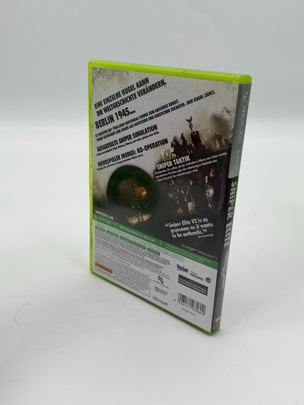 Sniper Elite V2 Microsoft XBox 360 Classics Sehr guter Zustand CIB OVP
