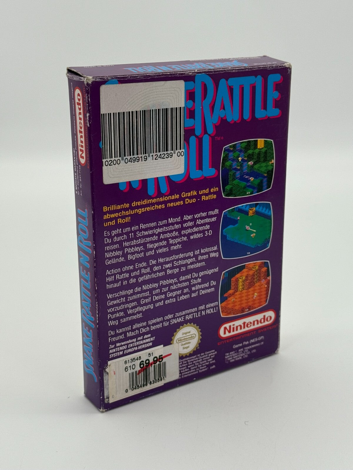 Snake Rattle 'n' Roll Nintendo NES Très bon état CIB Boîte Retro