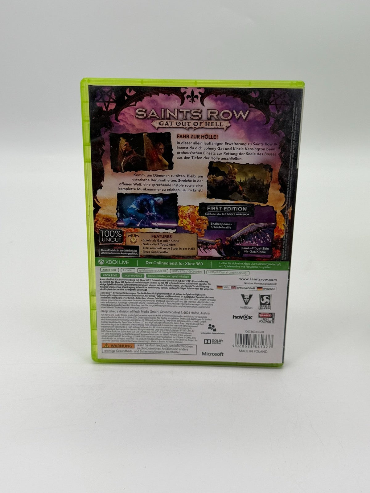 Saints Row Gat Out Of Hell Microsoft Xbox 360 Good - Very Good Condition CIB OVP