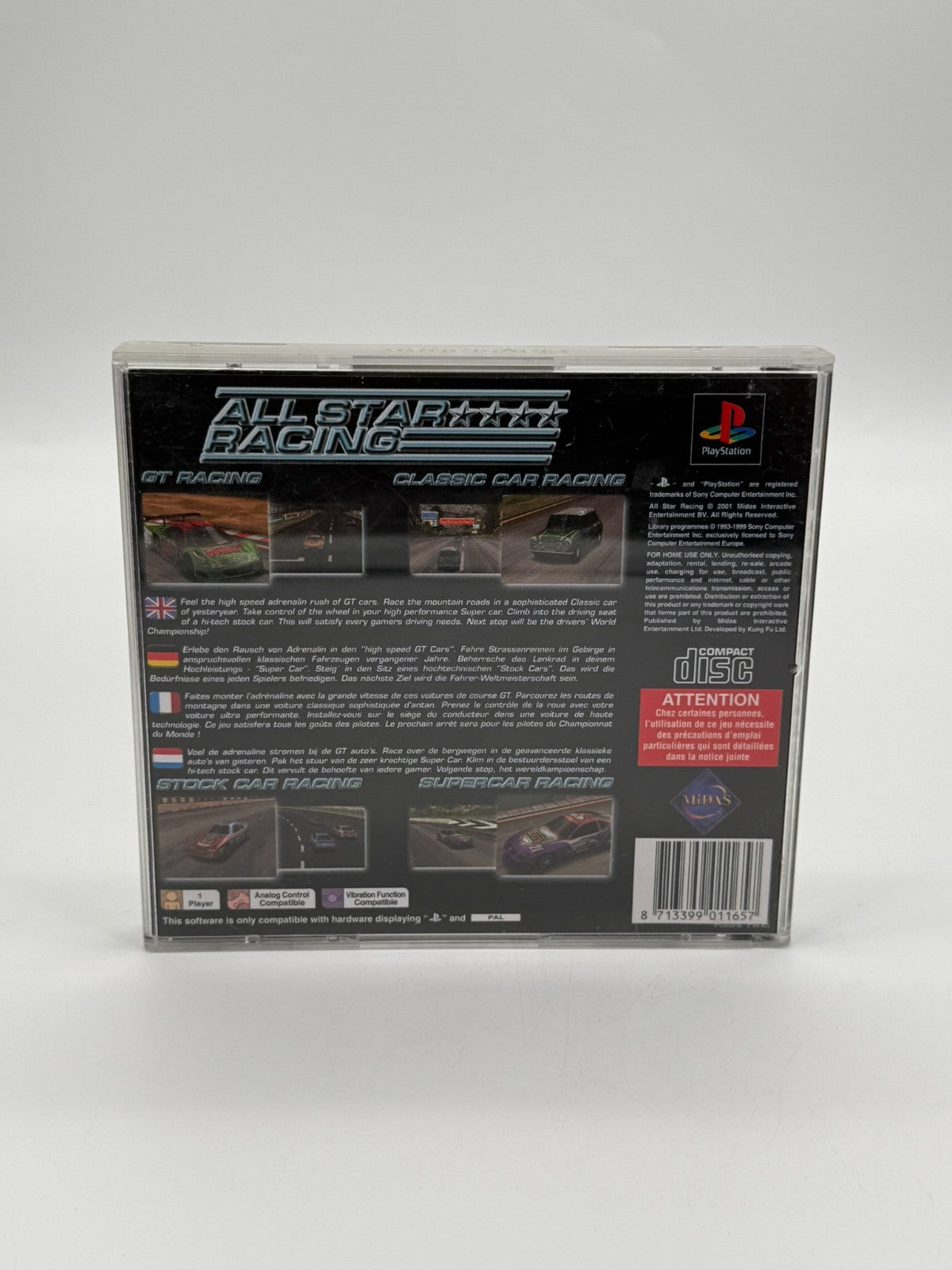 All Star Racing Sony Playstation 1 Acceptable Condition OVP