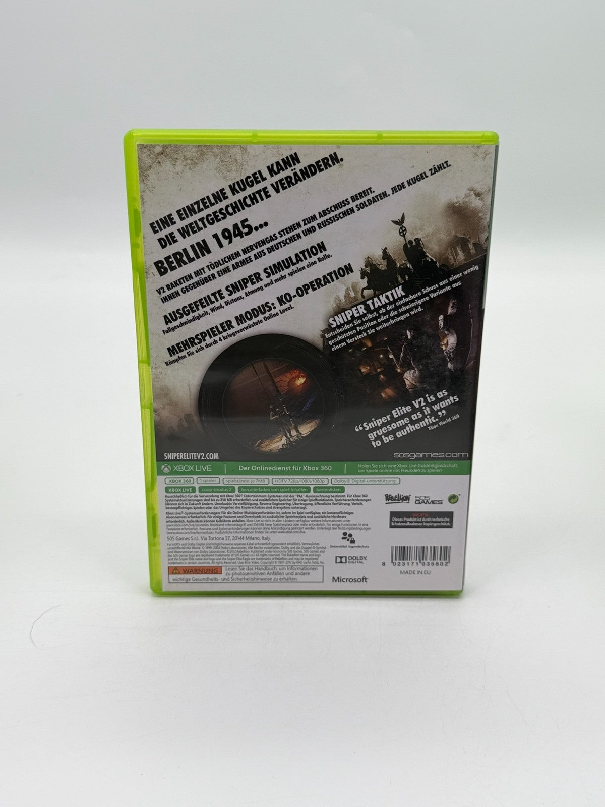 Sniper Elite V2 Microsoft Xbox 360 Classics Very Good Condition CIB OVP