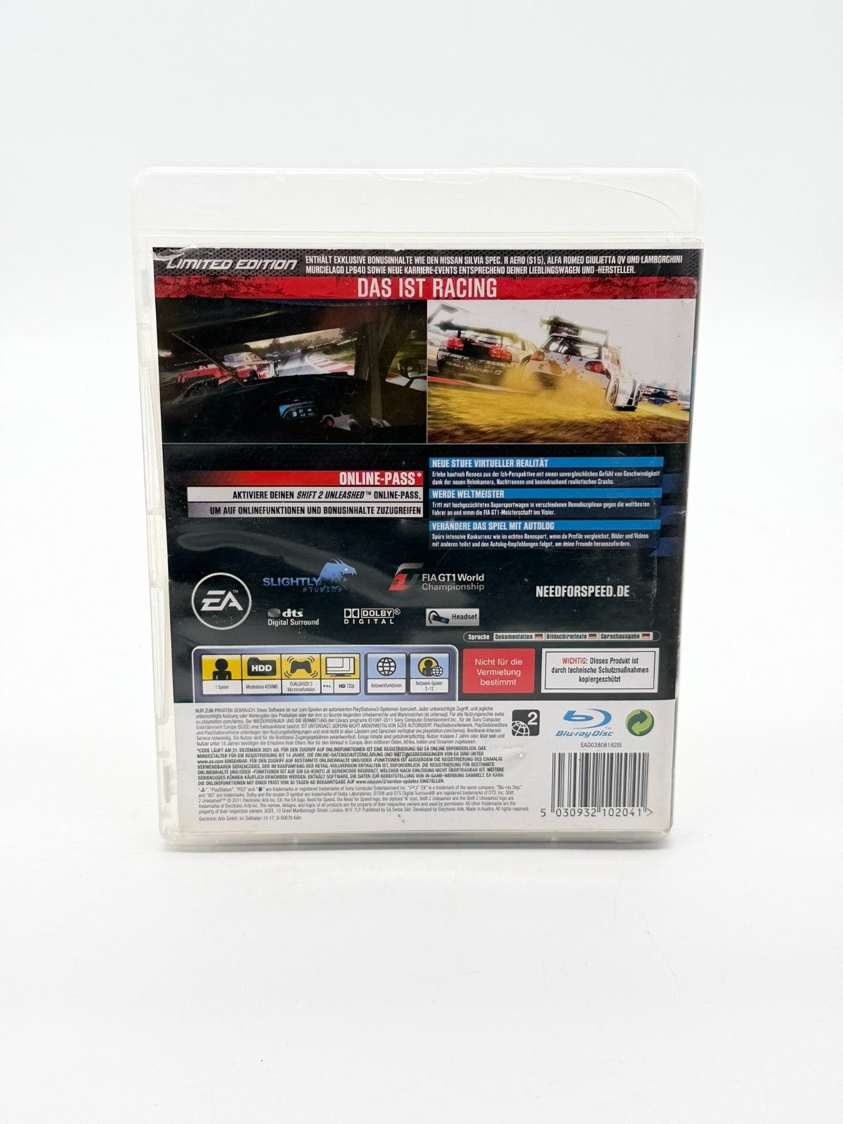 Shift 2 Unleashed Limited Edition Sony Playstation 3 guter Zustand CIB OVP