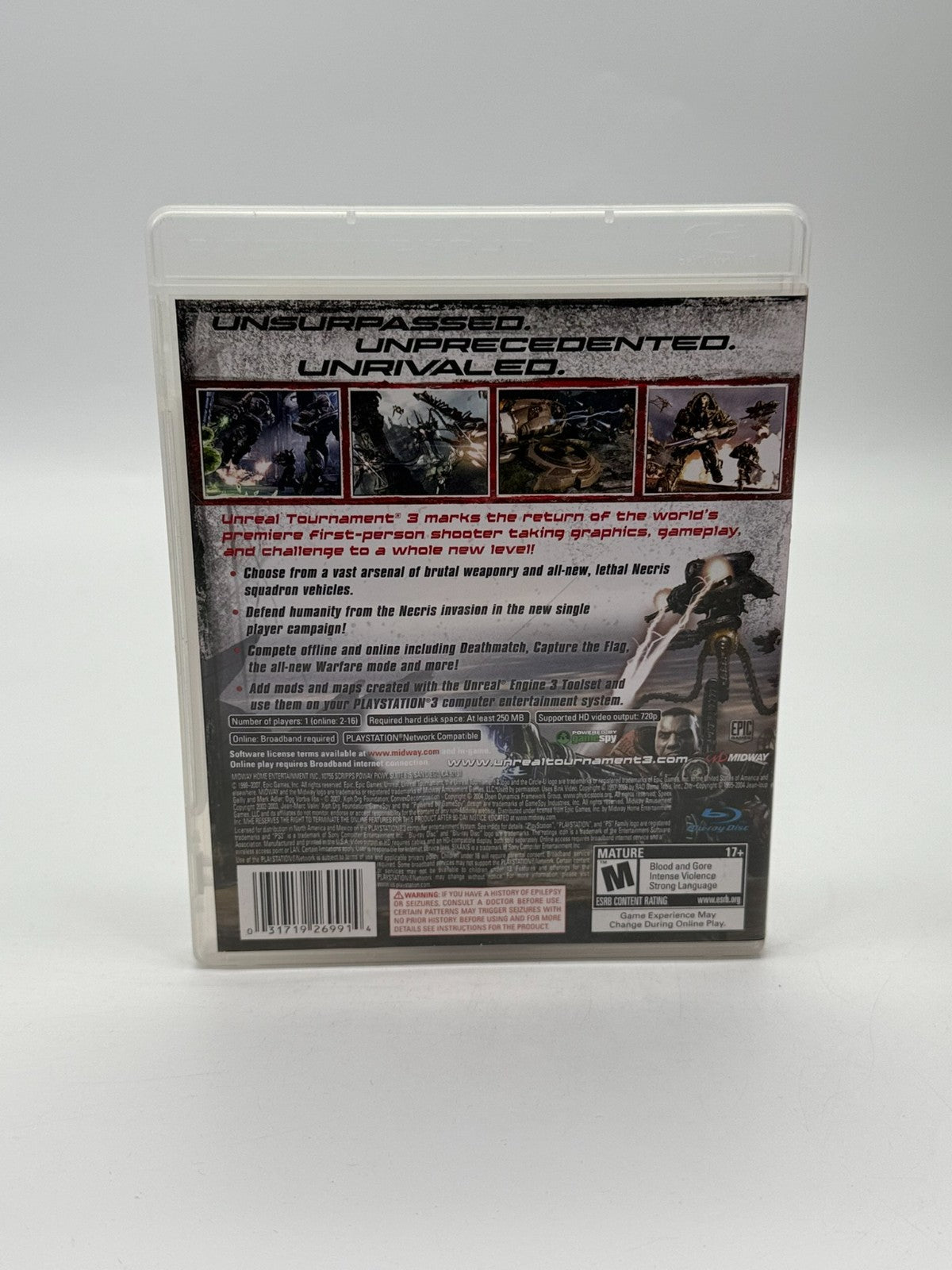 Unreal Tournament III Sony Playstation 3 Très bon état Boîte d'origine