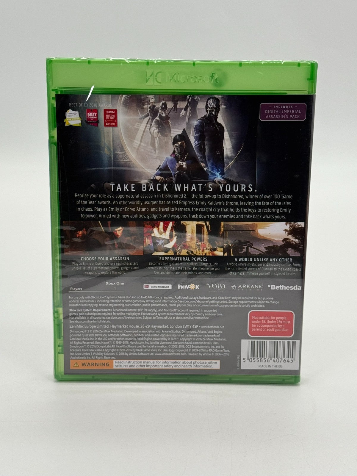 Dishonored 2 Microsoft Xbox One Factory Sealed CIB OVP New