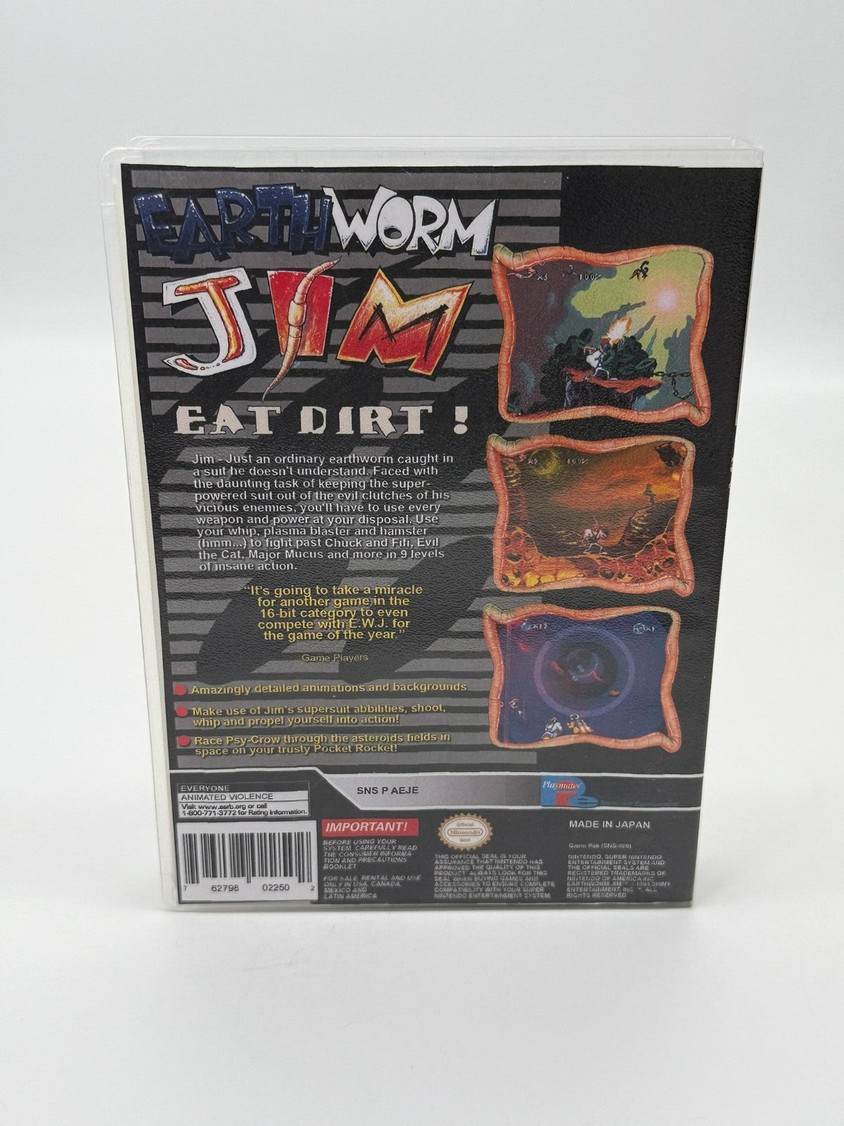Earthworm Jim Super Nintendo SNES NTSC-U/C Good - Very Good Manual + Cartridge