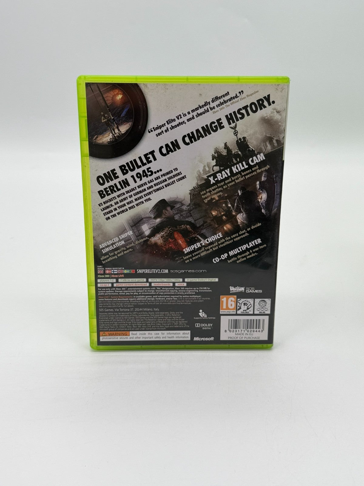 Sniper Elite V2 Microsoft Xbox 360 Very Good Condition CIB OVP