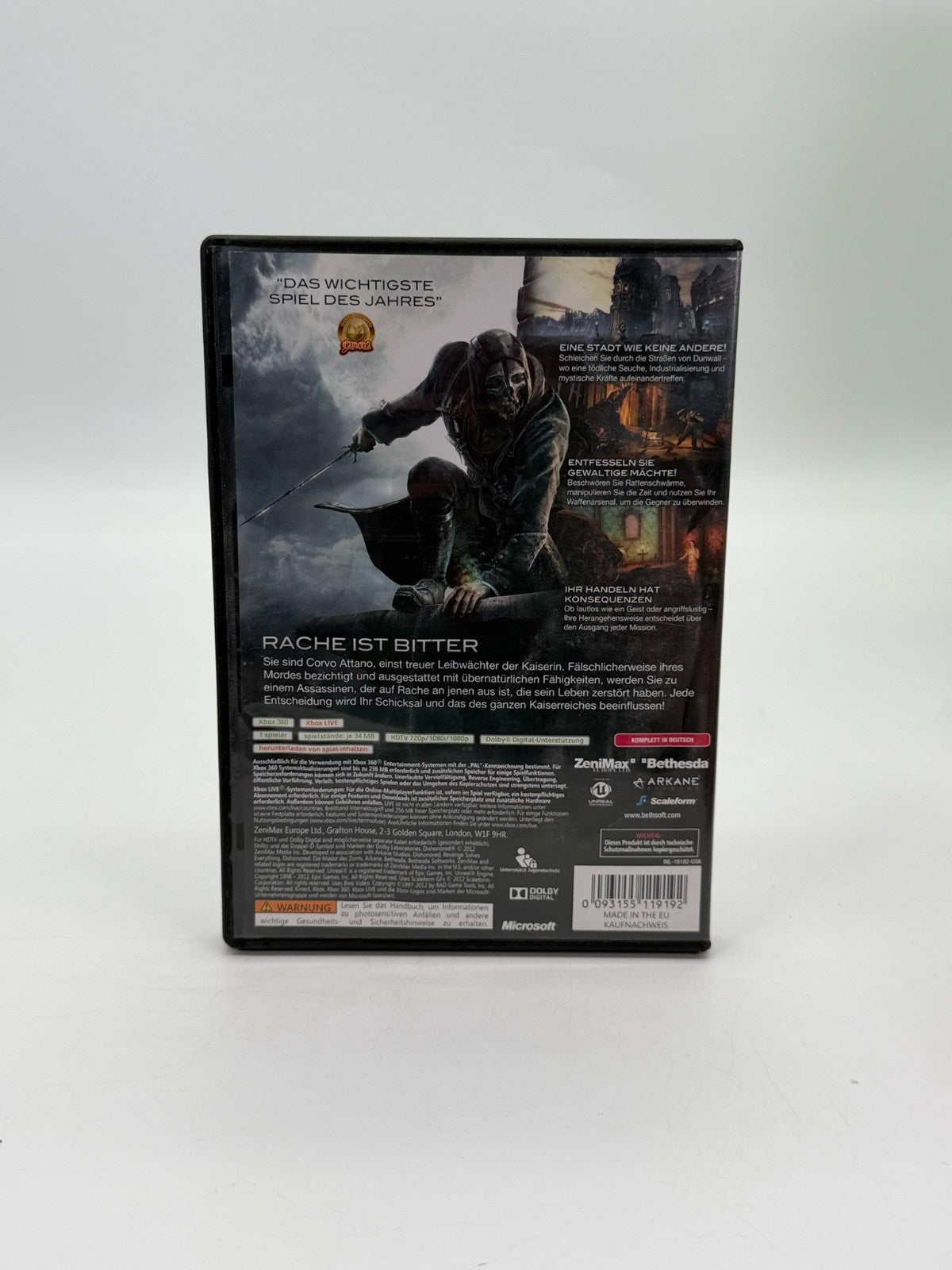 Dishonored The Mask of Wrath Microsoft Xbox 360 good condition CIB OVP