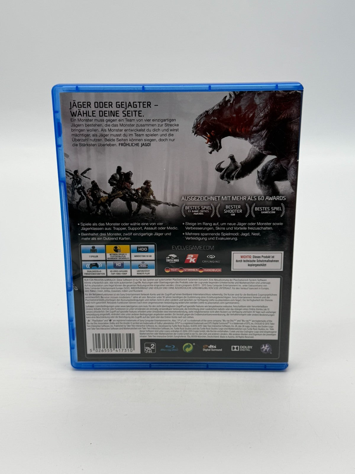 Evolve Sony Playstation 4 Très bon état CIB OVP