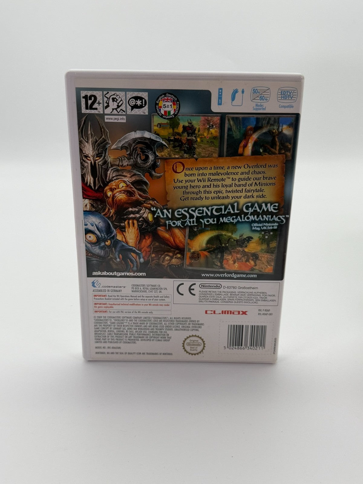 Overlord Dark Legend Nintendo Wii Sehr guter Zustand CIB OVP