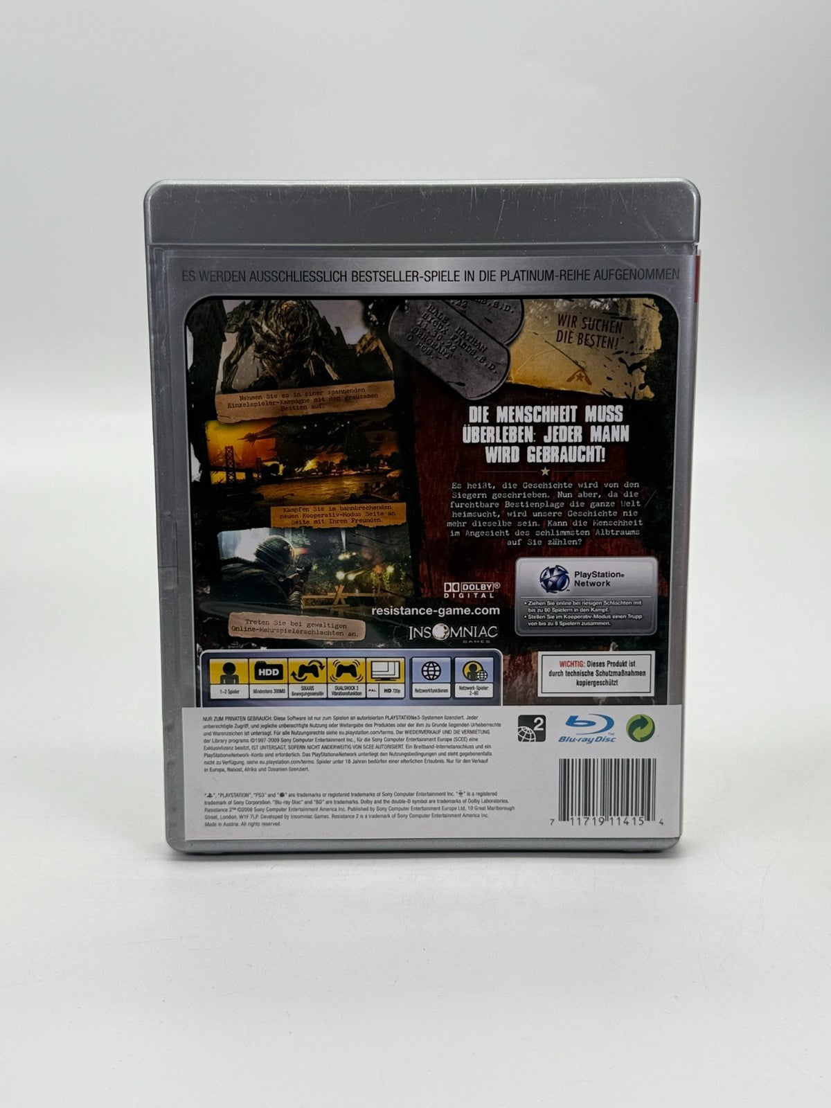 Resistance 2 Platine Sony PlayStation 3 Très bon état CIB OVP
