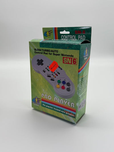 Manette de contrôle Pro Player lente/turbo/auto SN6 pour Super Nintendo, bon état, emballage d'origine