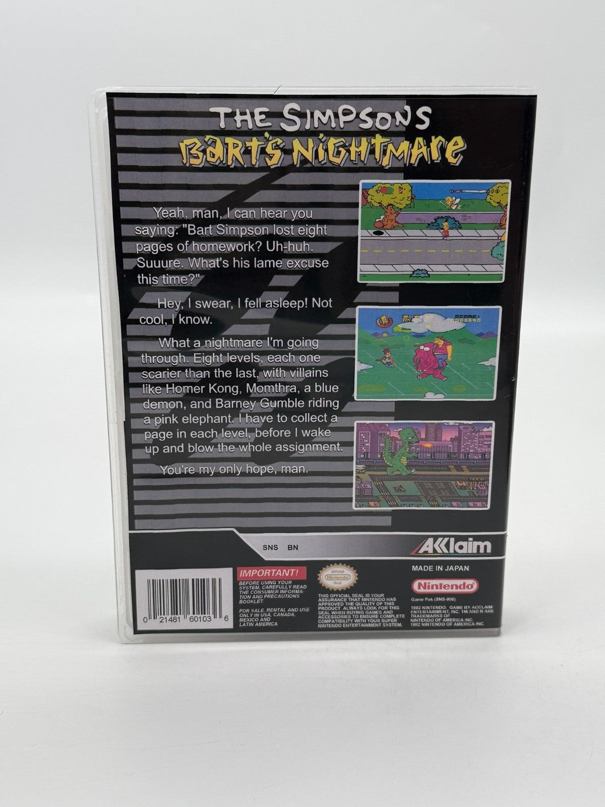 The Simpsons Bart's Nightmare Super Nintendo SNES NTSC-U/C Bon état