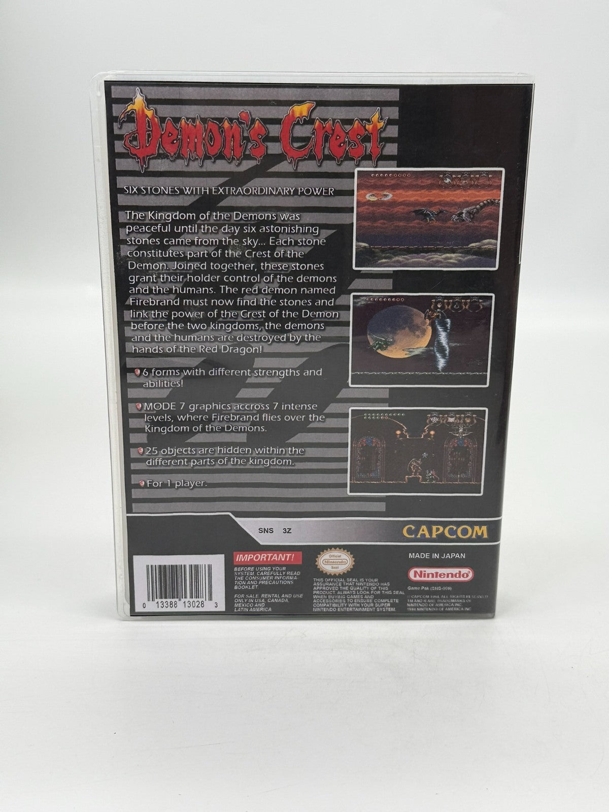 Demon's Crest Super Nintendo SNES NTSC-U/C Good Condition Manual + Cartridge