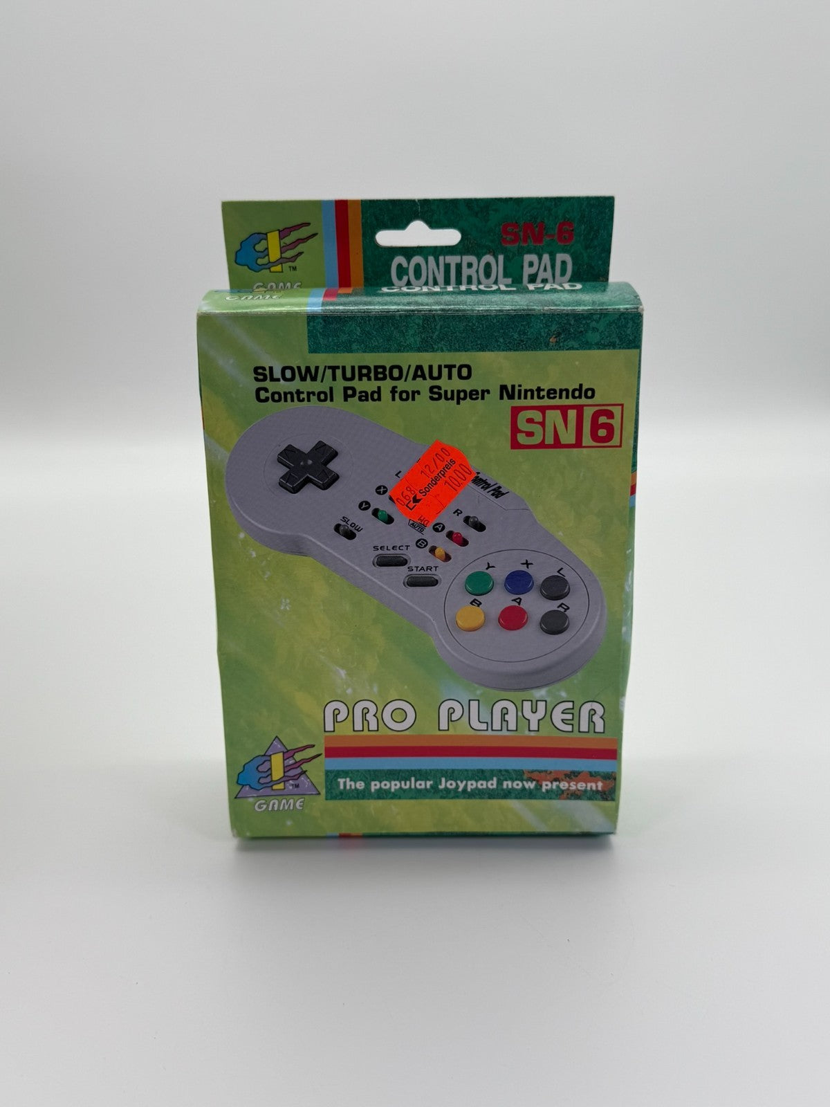 Manette de contrôle Pro Player lente/turbo/auto SN6 pour Super Nintendo, bon état, emballage d'origine