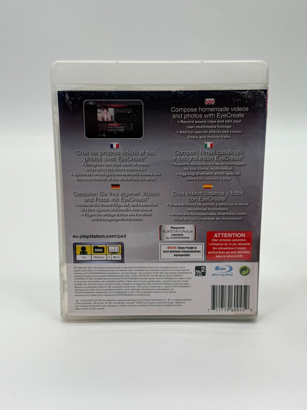EyeCreate Sony Playstation 3 guter Zustand CIB OVP