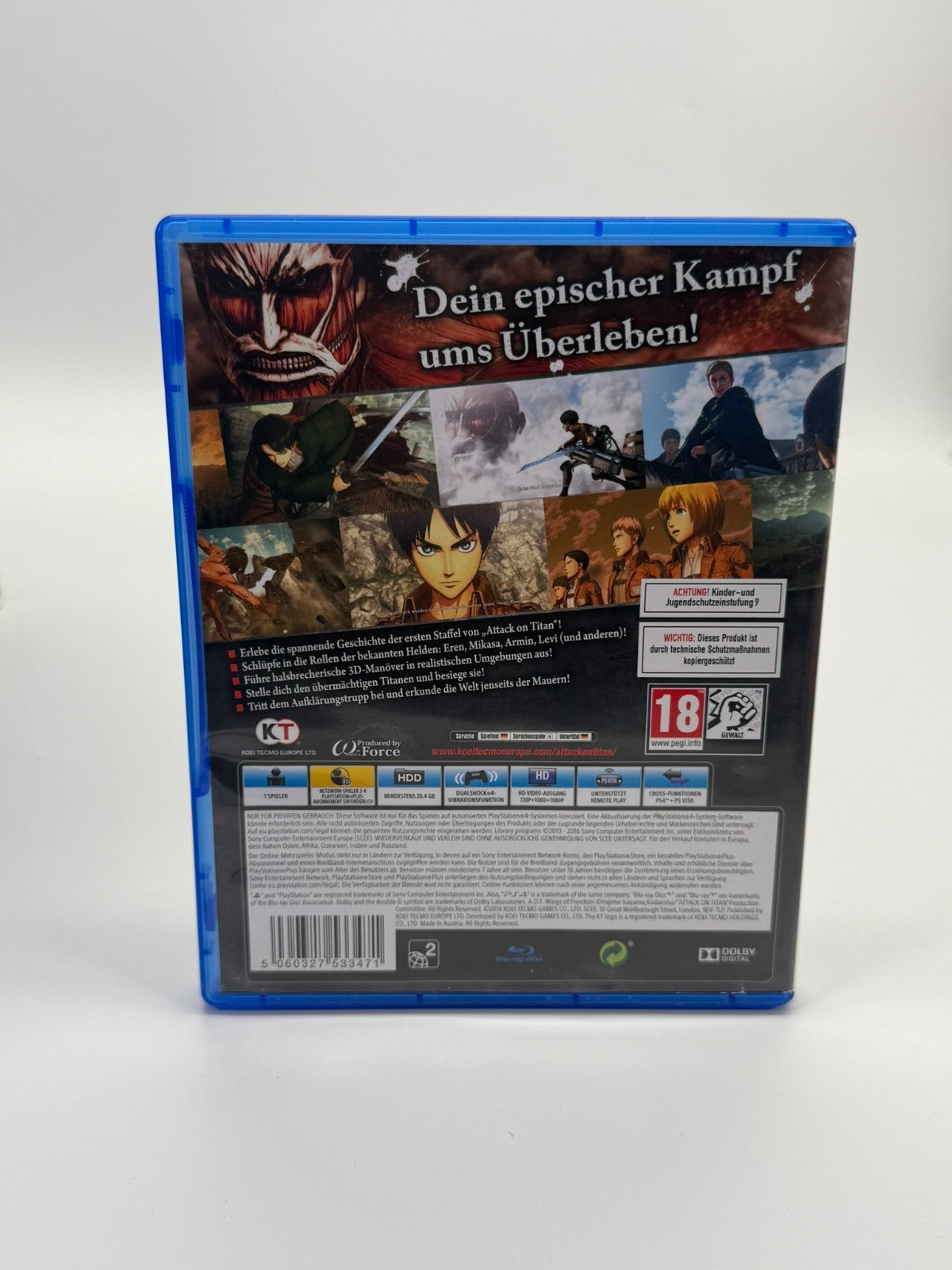 A.O.T. Wings of Freedom Sony Playstation 4 Very good condition CIB OVP