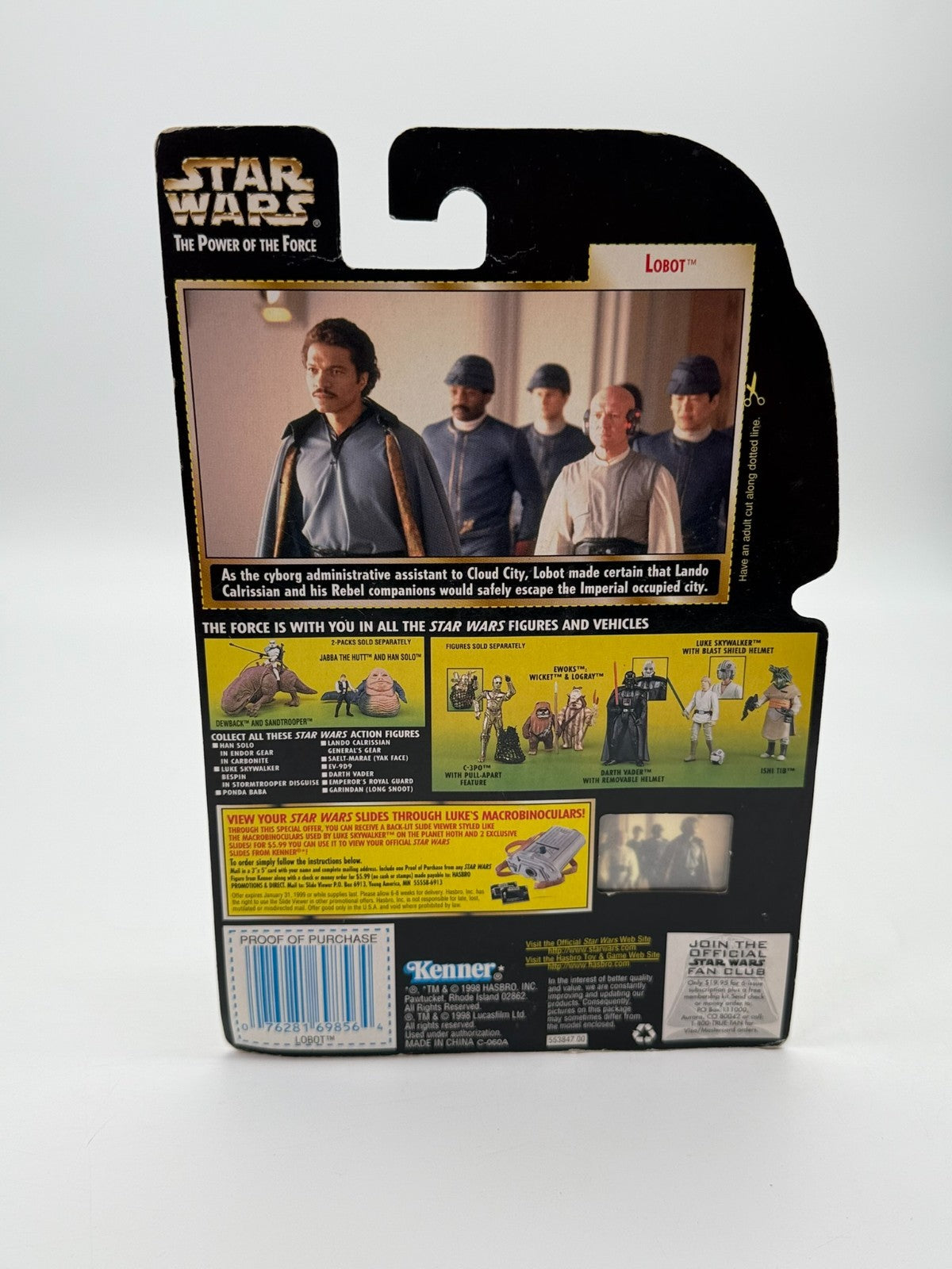 Figurine Star Wars The Power Of The Force Lobot avec pistolet blaster Kenner Neuve