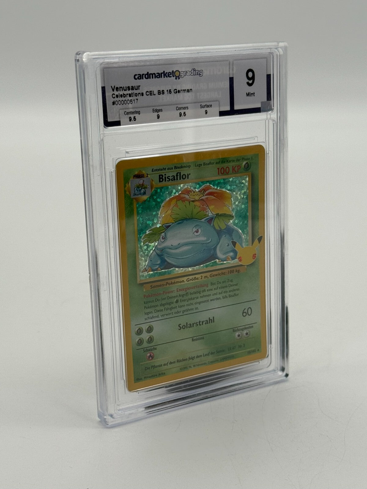 Pokemon Venusaur Bisaflor 15/102 Holo Base Set DE cardmarket grading 9 Mint
