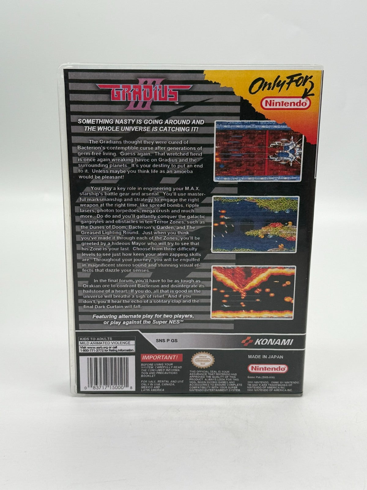 Gradius III Super Nintendo SNES NTSC-U/C Very Good Condition Cartridge + Manual