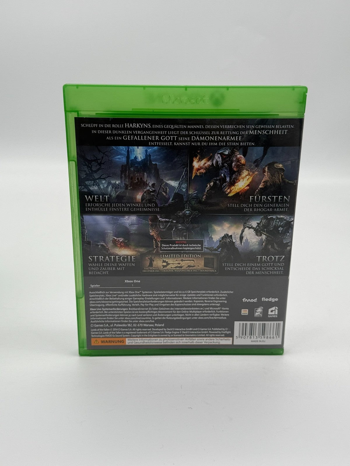 Lords Of The Fallen Limited Edition Microsoft XBox One Very Good Condition CIB